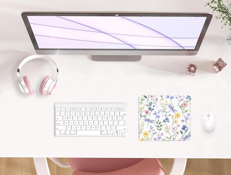 eulps Mouse Pad with Stitched Edge, Multiple Patterns Computer Mouse Pads with Non-Slip Rubber Base, Washable Cloth Mousepad, for Gaming, Laptop, PC (Dragonfly Meadow) - Image 2